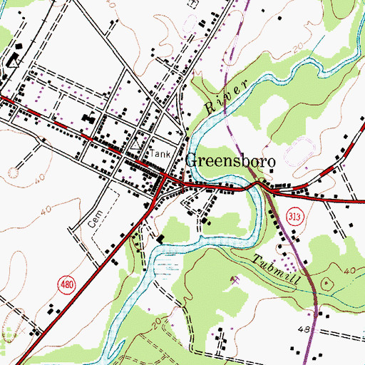 Topographic Map of Greensboro Police Department, MD