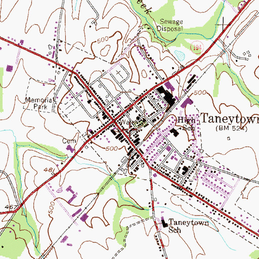 Topographic Map of Carroll County Fire Department Station 5 Taneytown Volunteer Fire Company, MD