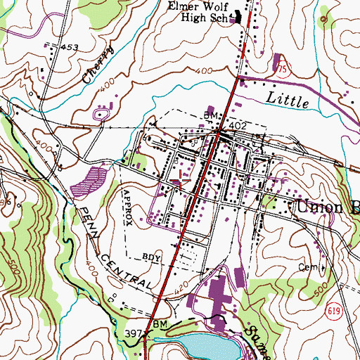 Topographic Map of Carroll County Fire Department Station 8 Union Bridge Fire Department, MD