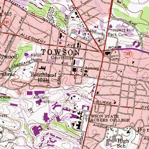 Topographic Map of Baltimore County Police Department Precinct 6 - Towson, MD