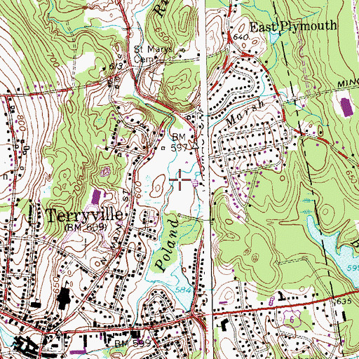 Topographic Map of Marsh Brook, CT