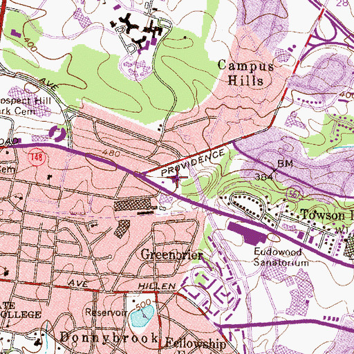 Topographic Map of Baltimore County Police Department Headquarters, MD