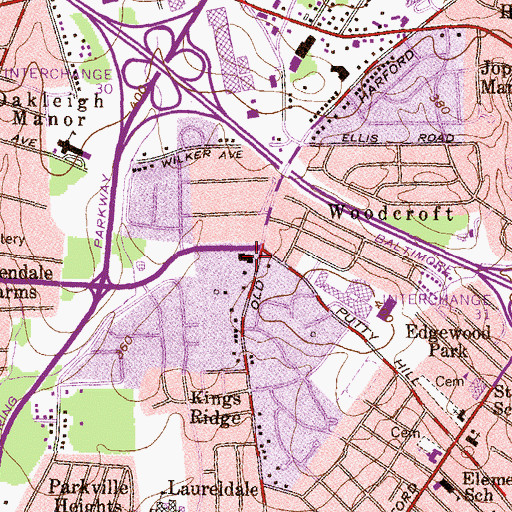 Topographic Map of Baltimore County Police Department Precinct 8 - Parkville, MD