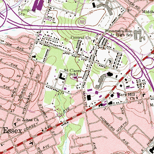 Topographic Map of Baltimore County Police Department Precinct 11 - Essex, MD