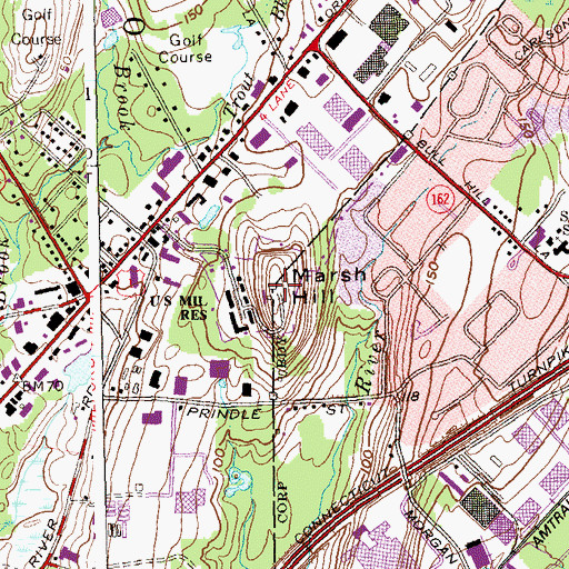 Topographic Map of Marsh Hill, CT