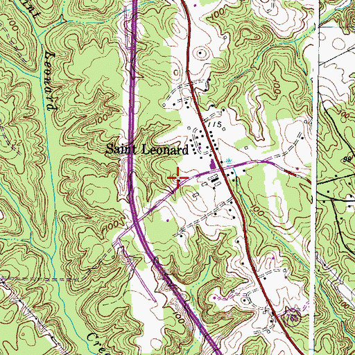 Topographic Map of Saint Leonard Volunteer Fire Department and Rescue Squad Company 7, MD