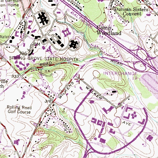 Topographic Map of Baltimore County Police Department Precinct 1 - Wilkens, MD