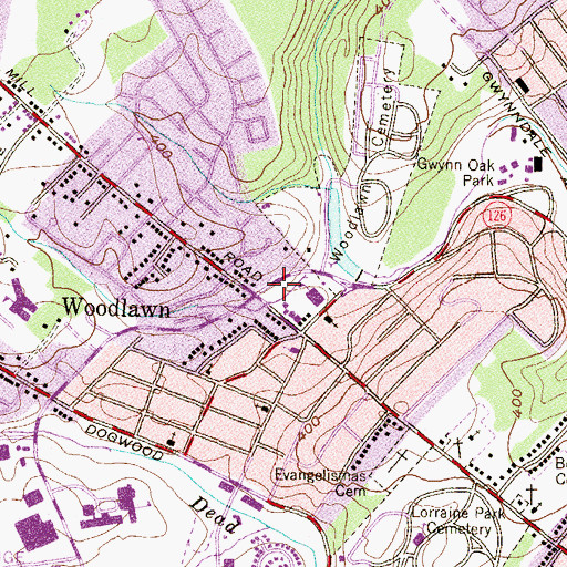 Topographic Map of Baltimore County Police Department Precinct 2 - Woodlawn, MD