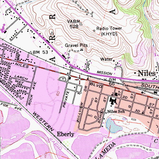 Topographic Map of Central Church of Christ, CA