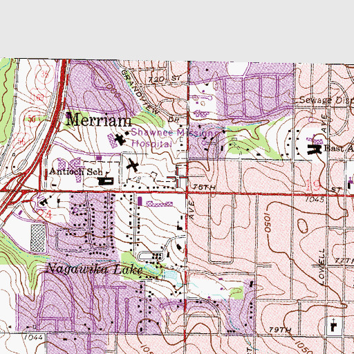 Topographic Map of Antioch Cemetery, KS