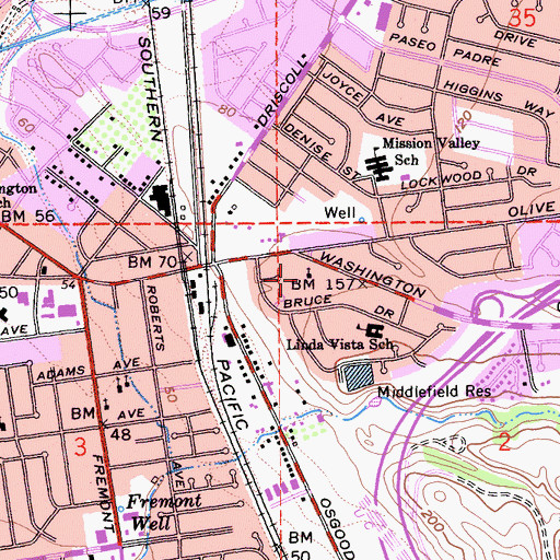 Topographic Map of First United Methodist Church, CA