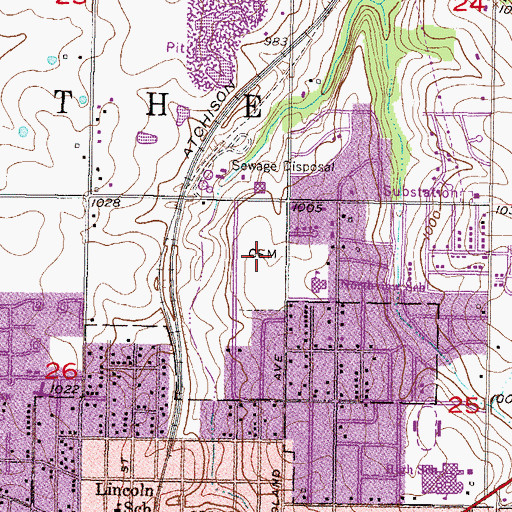 Topographic Map of Olathe Memorial Cemetery, KS
