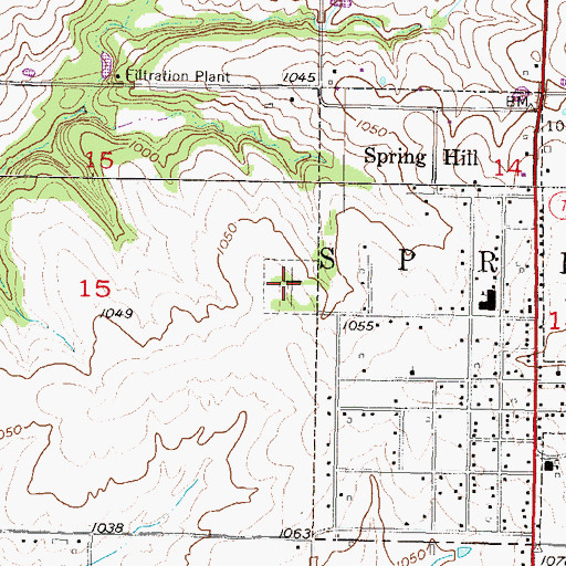 Topographic Map of Spring Hill Cemetery, KS