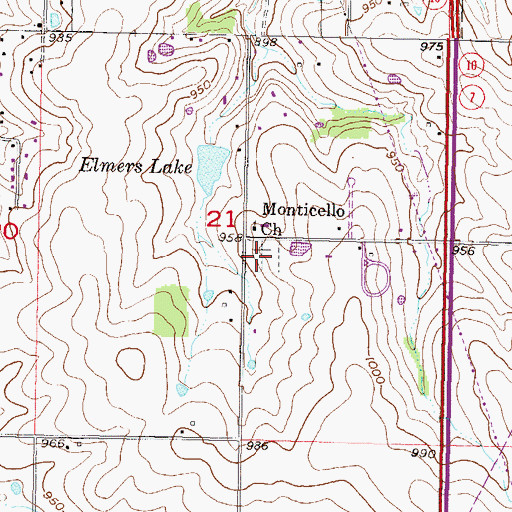Topographic Map of Union Cemetery, KS