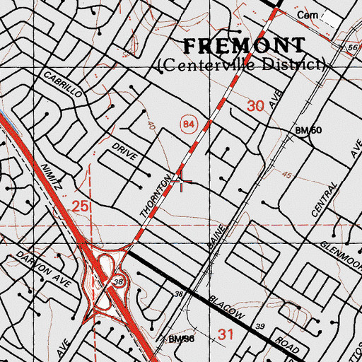 Topographic Map of Saint James Episcopal Church, CA