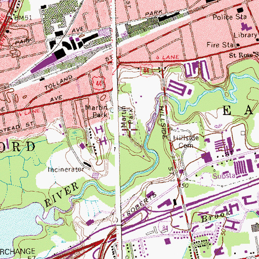 Topographic Map of Martin Park, CT