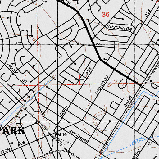 Topographic Map of First Baptist Church, CA