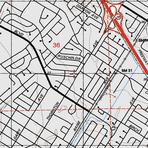 Topographic Map of Saint Edward's Catholic Church, CA