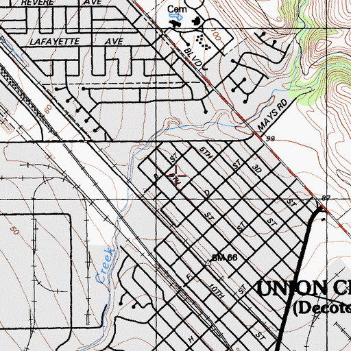 Topographic Map of Our Lady of the Rosary Church, CA