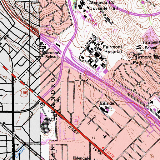 Topographic Map of Badarikashrama Temple, CA