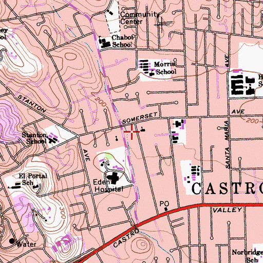 Topographic Map of Castro Valley United Methodist Church, CA