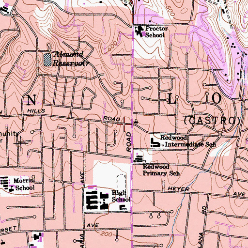 Topographic Map of First Baptist Church, CA