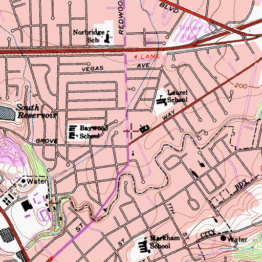 Topographic Map of First Presbyterian Church, CA