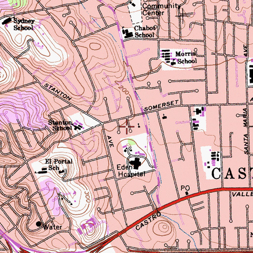 Topographic Map of Valley Baptist Church, CA