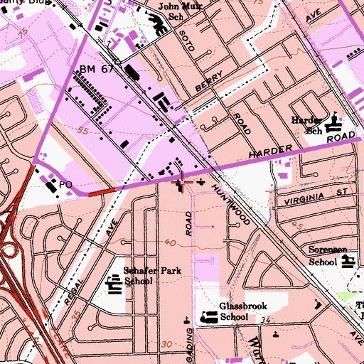 Topographic Map of Bay Hills Community Church, CA