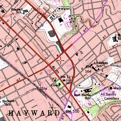 Topographic Map of Calvary Bible Chapel, CA