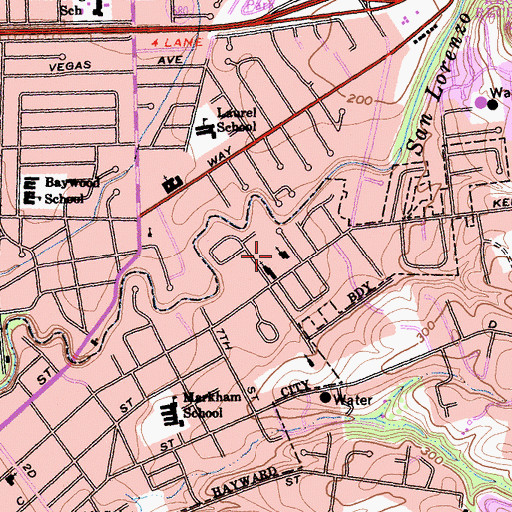 Topographic Map of Grace Lutheran Church, CA