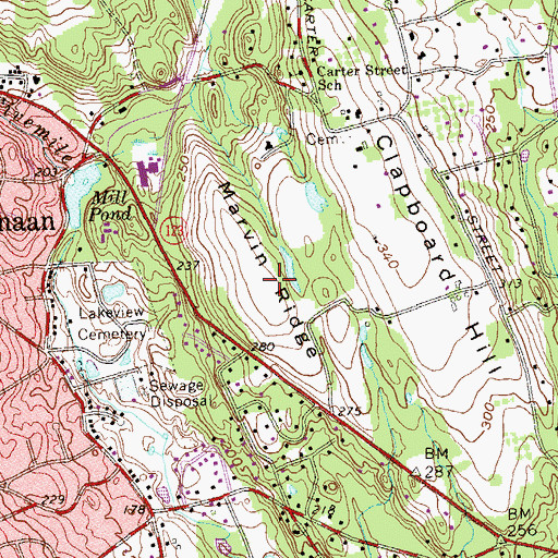 Topographic Map of Marvin Ridge, CT