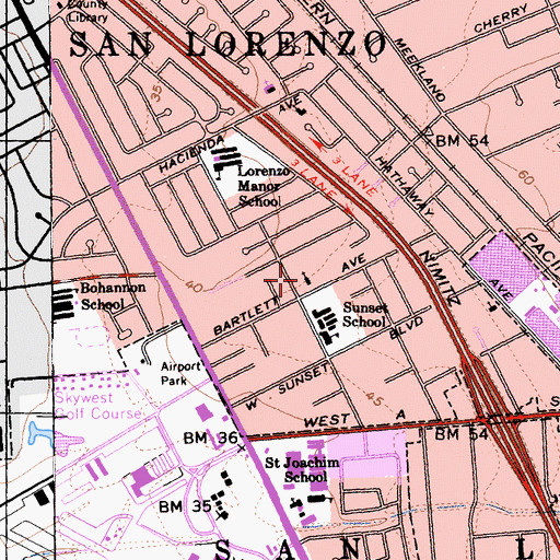 Topographic Map of Landmark Baptist Church, CA