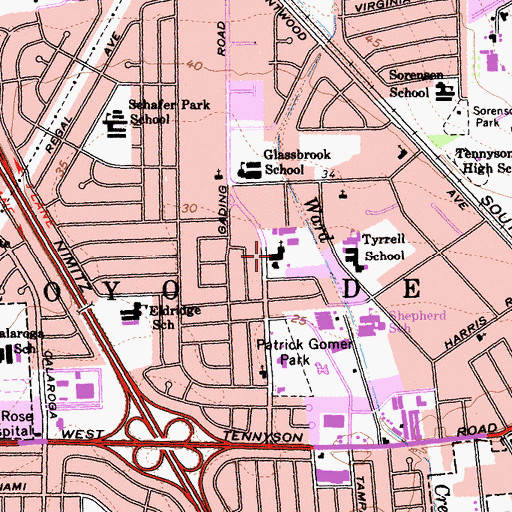 Topographic Map of Saint Bede Catholic Church, CA