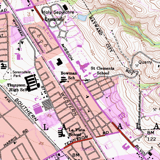 Topographic Map of Saint Clement's Catholic Church, CA