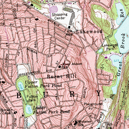 Topographic Map of Mary Abbott School, CT