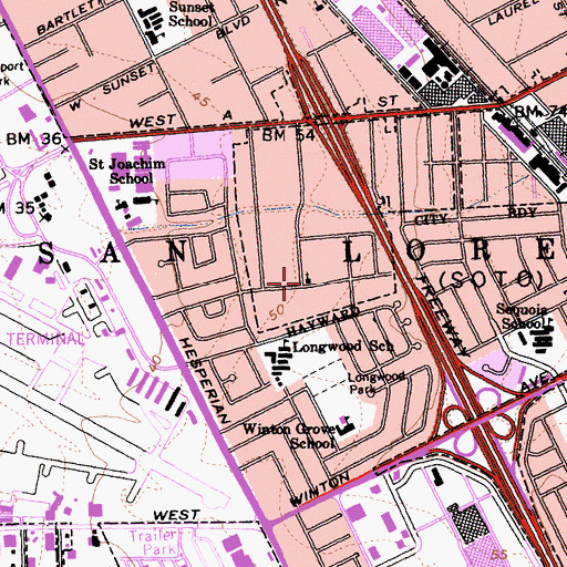 Topographic Map of Shiloh Baptist Church, CA