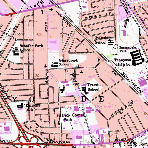 Topographic Map of South Hayward United Methodist Church, CA