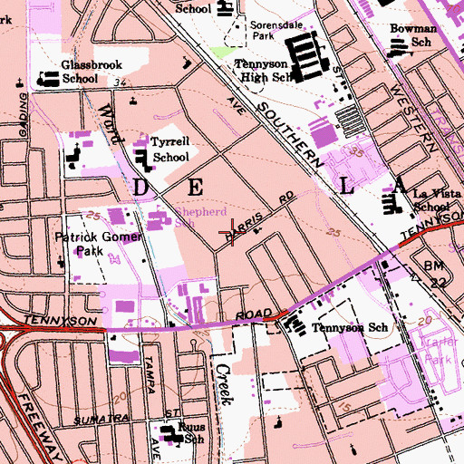 Topographic Map of Spanish Pentecostal Church, CA