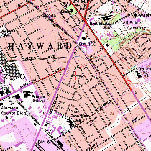 Topographic Map of Templo De La Cruz, CA