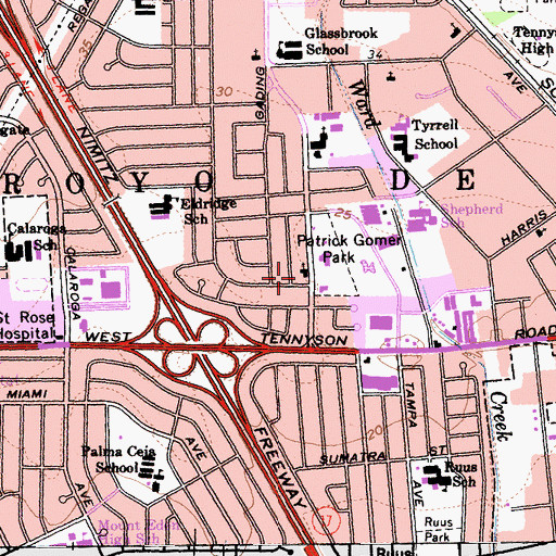 Topographic Map of Westminster Hills Church, CA