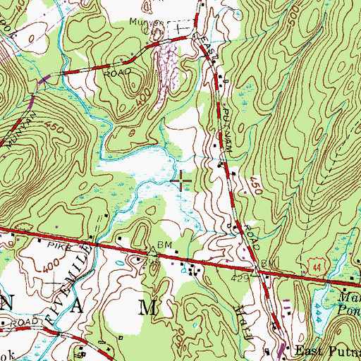 Topographic Map of Mary Brown Brook, CT