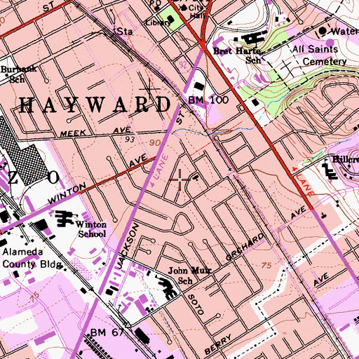 Topographic Map of Bay Area Bible Institute, CA