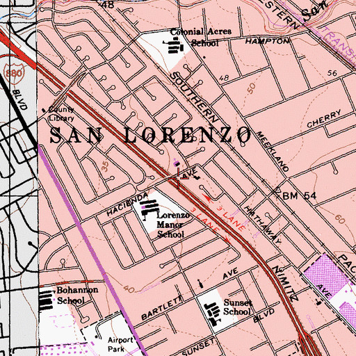 Topographic Map of Christ Lutheran Church, CA