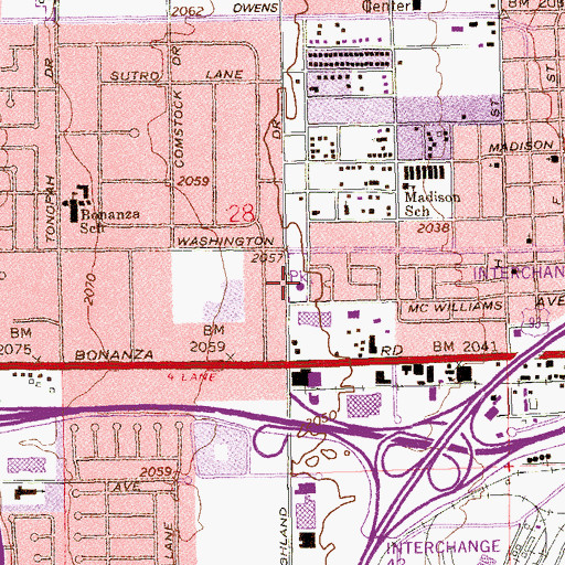 Topographic Map of Community College of Southern Nevada A D Guy Center, NV