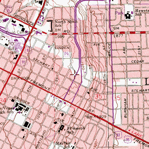 Topographic Map of Community College of Southern Nevada Downtown Learning Center, NV