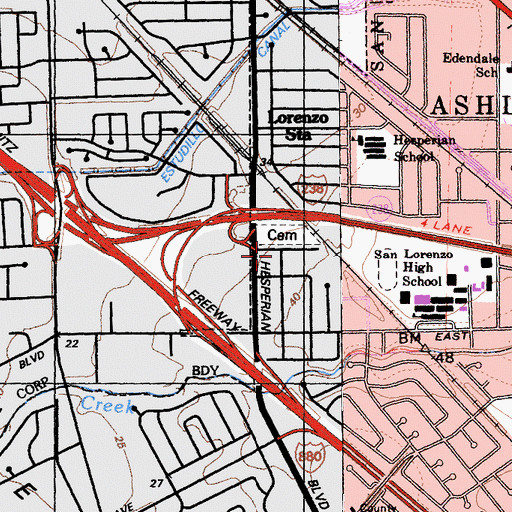 Topographic Map of First Southern Baptist Church, CA