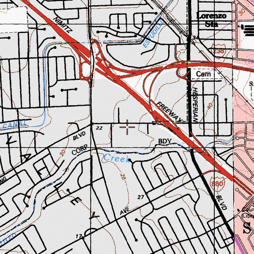 Topographic Map of Lewelling Community Church, CA