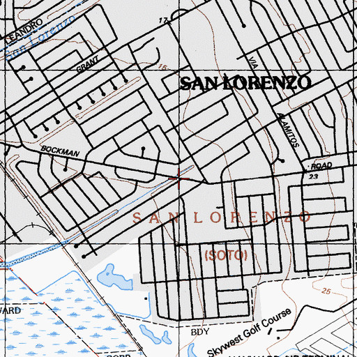 Topographic Map of Village Baptist Church, CA