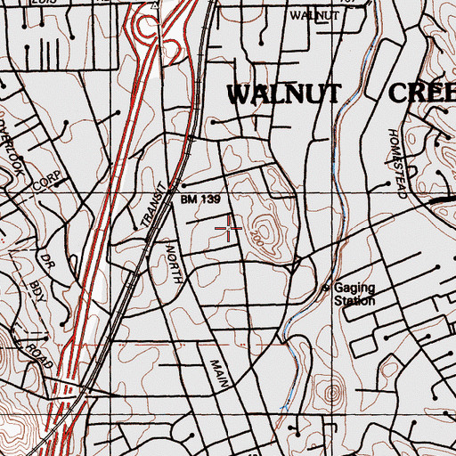 Topographic Map of Walnut Creek Post Office, CA